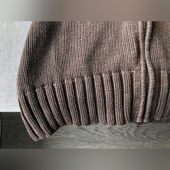 (229) Long Brown Knit Zipup Cardigan - Picture 5 of 7